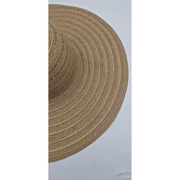 Nine West Sun Hat Women's One Size Straw Gold Wide Brim Floppy Beach Summer‎ - Picture 3 of 11